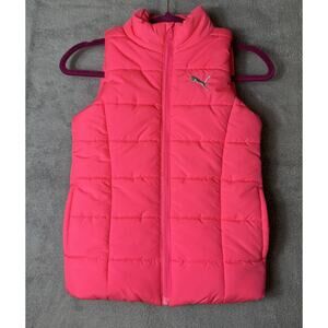 Pink Puma Insulated Quilted Puffer Vest Girl S 7/8 Full Zip with Pockets